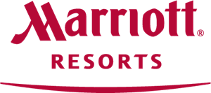a logo with red text